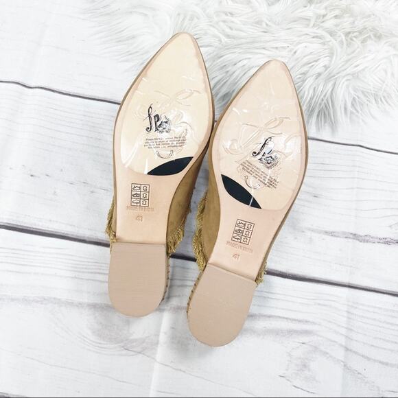 Free People Women's Leather Newport Flat with Fringe Detail in Tan Size 41‎ - Picture 5 of 8